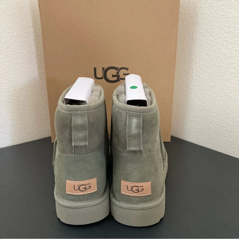 Ugg Boots Classic Mini Olive Green Size 9 - Picture 5 of 9